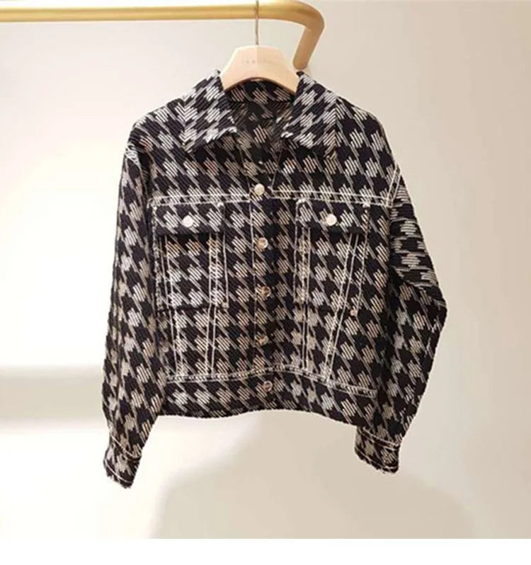xakxx Women's Cardigan Autumn and Winter Female Clothing Colorblocked Lapel Knit Cardigan Jacket Free Shipping Offers