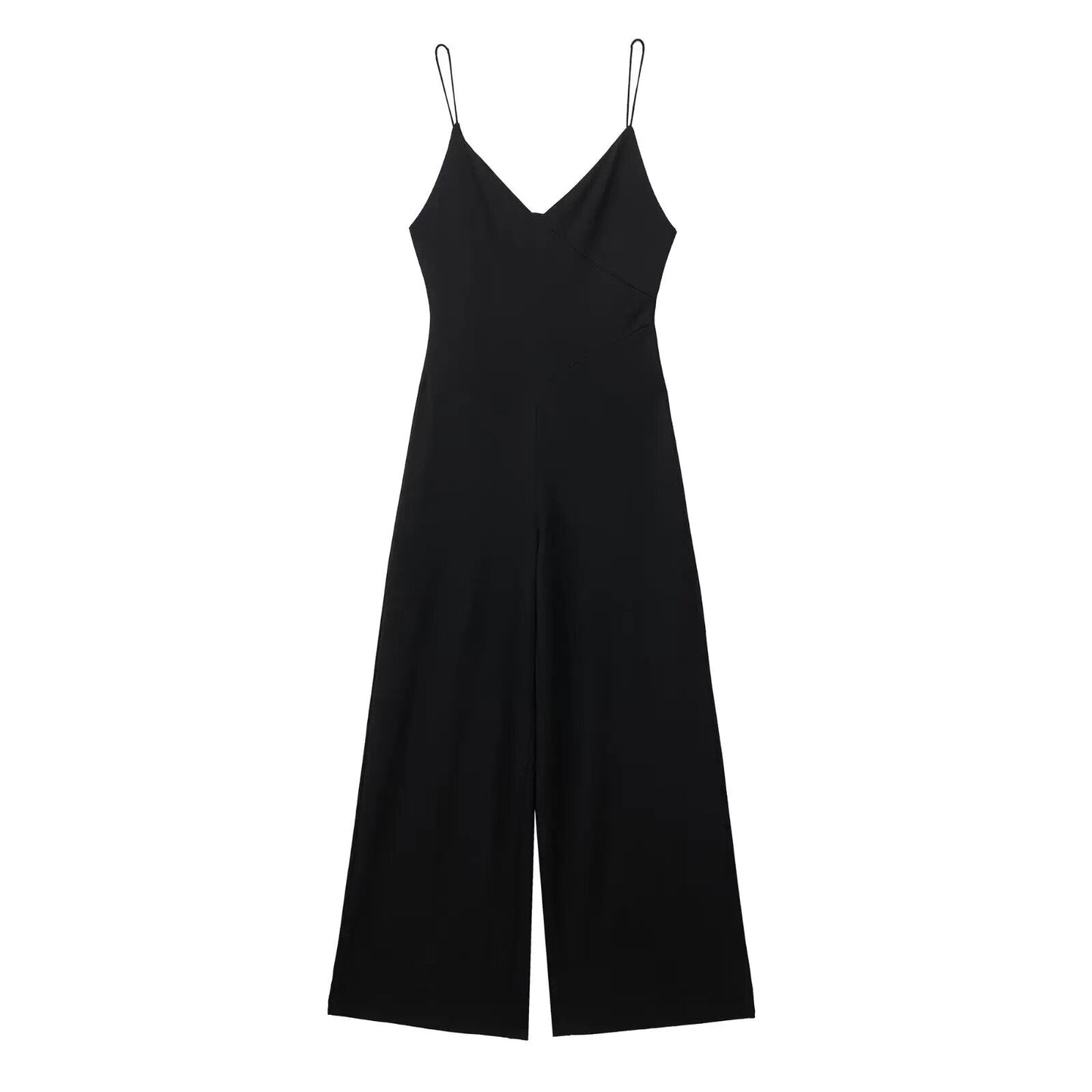 xakxx xakxx- New women's style high-end V-neck black high-waist casual temperament suspender jumpsuit 7901064