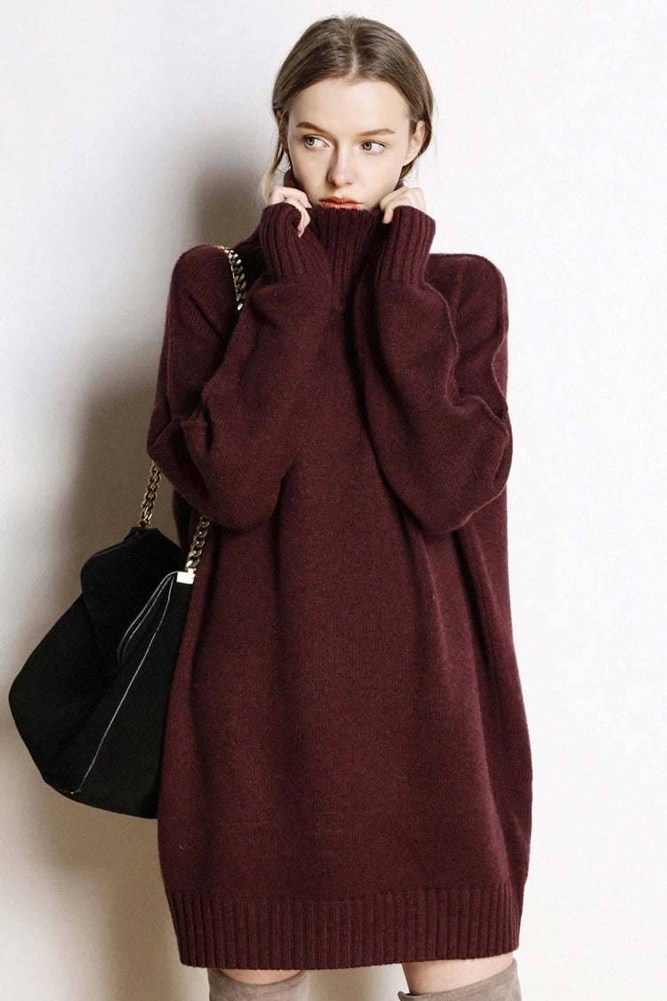 xakxx xakxx-Lazy senior 100 pure mountain cashmere sweater women's sweater round neck loose thick long sweater