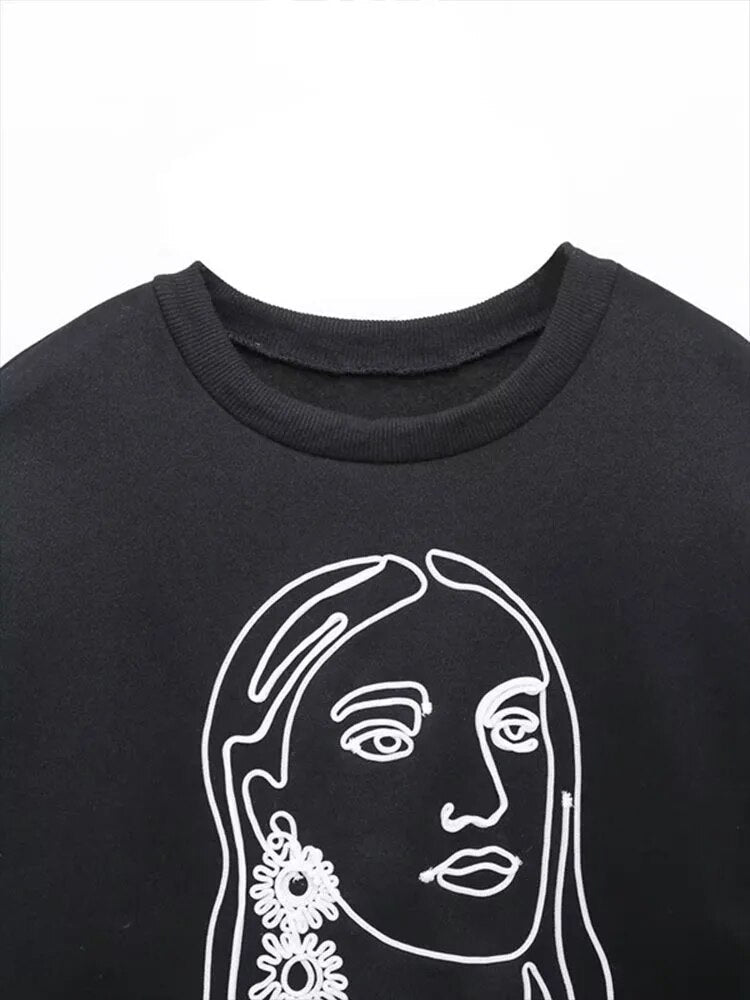 xakxx xakxx - Autumn New Feminine Style Fashion Casual Black Relaxed Versatile Girl Pattern Embroidery Sweater