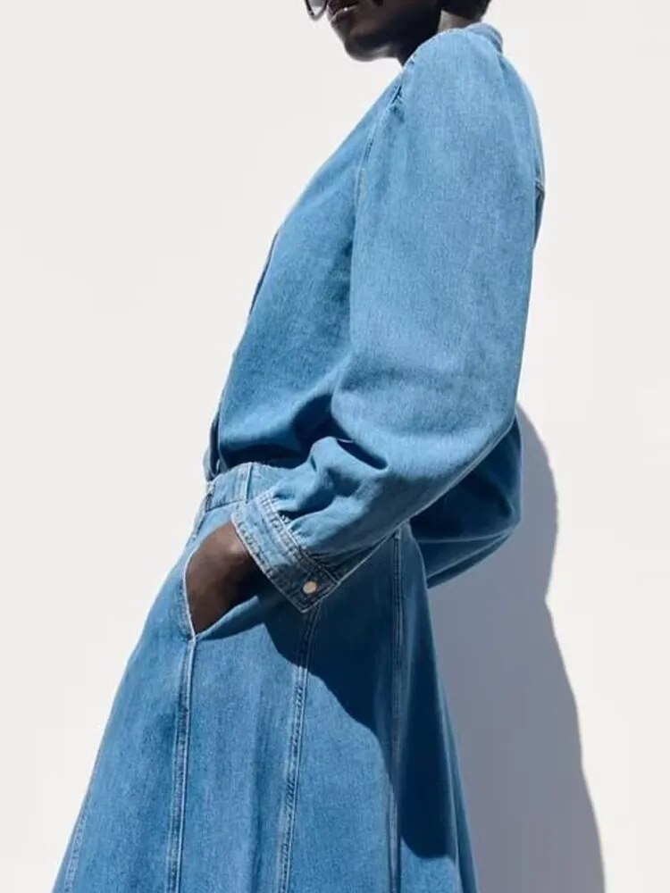 xakxx xakxx- New women's wear long-sleeved commuter pullover, temperament, versatility, women's bow decoration, denim shirt