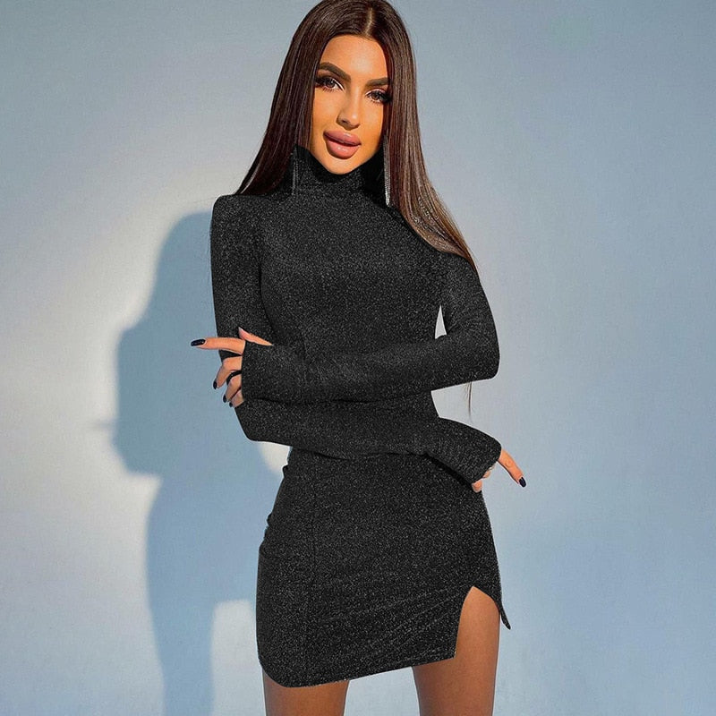 xakxx Spring Long Sleeve Solid Dress Girl A-line Pleated Skirt Prom Party Dance Clothes French Hollow Backless Dress for Women
