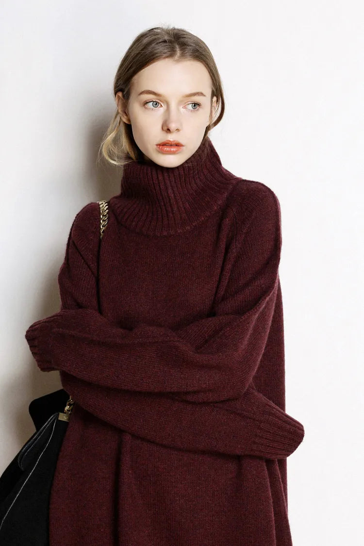 xakxx xakxx-Lazy senior 100 pure mountain cashmere sweater women's sweater round neck loose thick long sweater