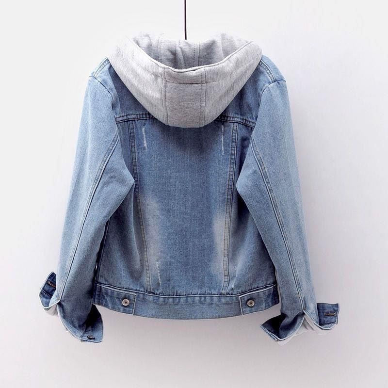xakxx Black Friday Winter Fleece Denim Coats Women Faux Hooded Thicken Plus Velvet Jacket Female Vintage Blue Warm Frayed Overcoat Outwear