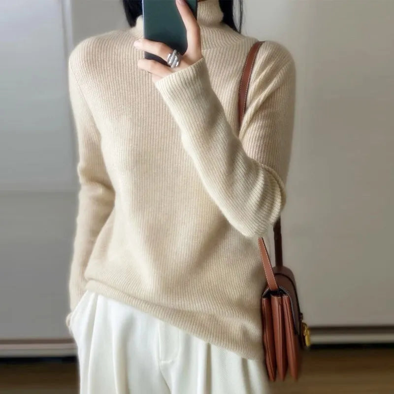 xakxx xakxx-High-necked cashmere sweater 100 pure cashmere soft waxy sweater new explosions female winter European goods white bottomin
