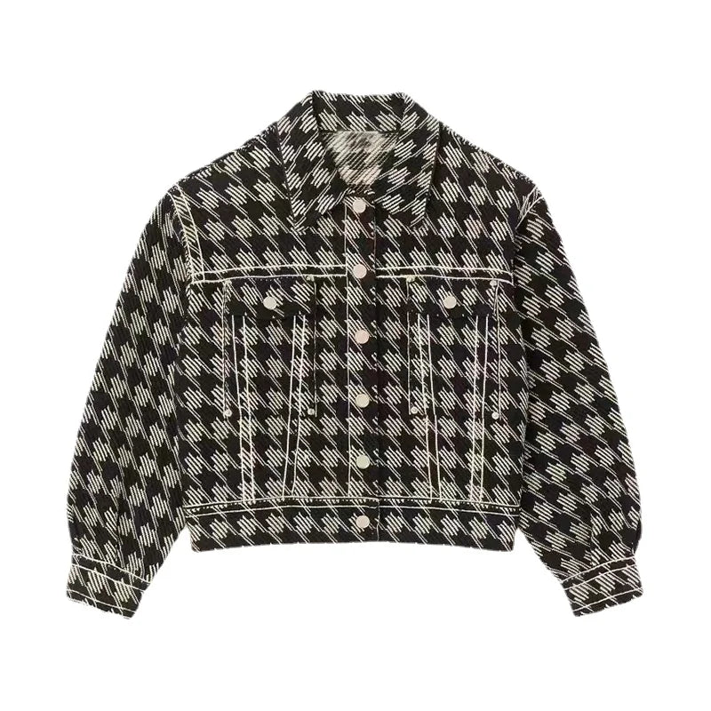 xakxx Women's Cardigan Autumn and Winter Female Clothing Colorblocked Lapel Knit Cardigan Jacket Free Shipping Offers