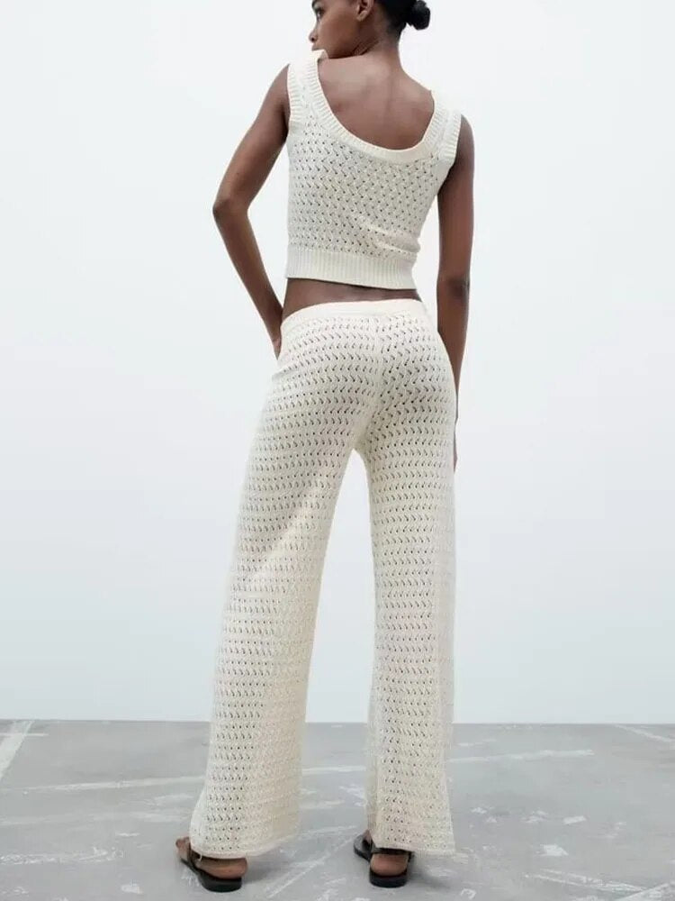 xakxx xakxx - New women's clothing Temperament Fashion Casual Sexy Slim Ruili Sweet Jacquard Mesh Pants Knit Tops