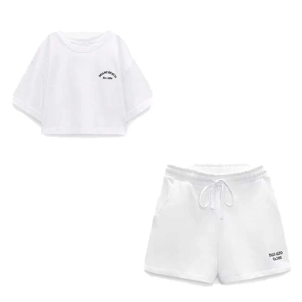 xakxx xakxx - New women's clothing temperament fashion casual sexy Ruili sweet front text embroidery printing short version T-shirt shorts