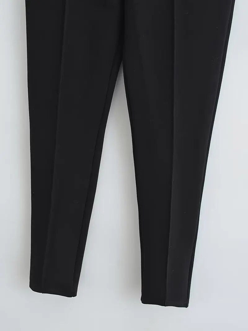 xakxx xakxx- New Women's Style Fashion Versatile High Waist Tight Slim Wide Waist Casual Bottom Pants