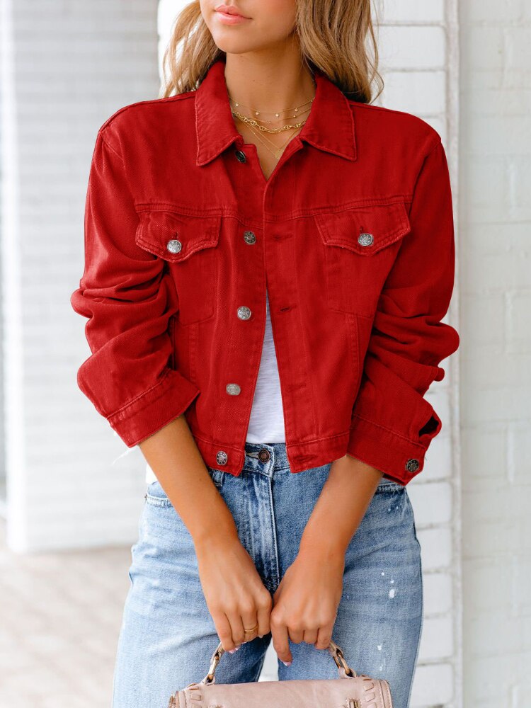 xakxx New Women's Denim Jacket Long Sleeve Loose Streetwear Blue Jacket Autumn Fashion Casual Office Lady Korean Ladies Coat Oversize
