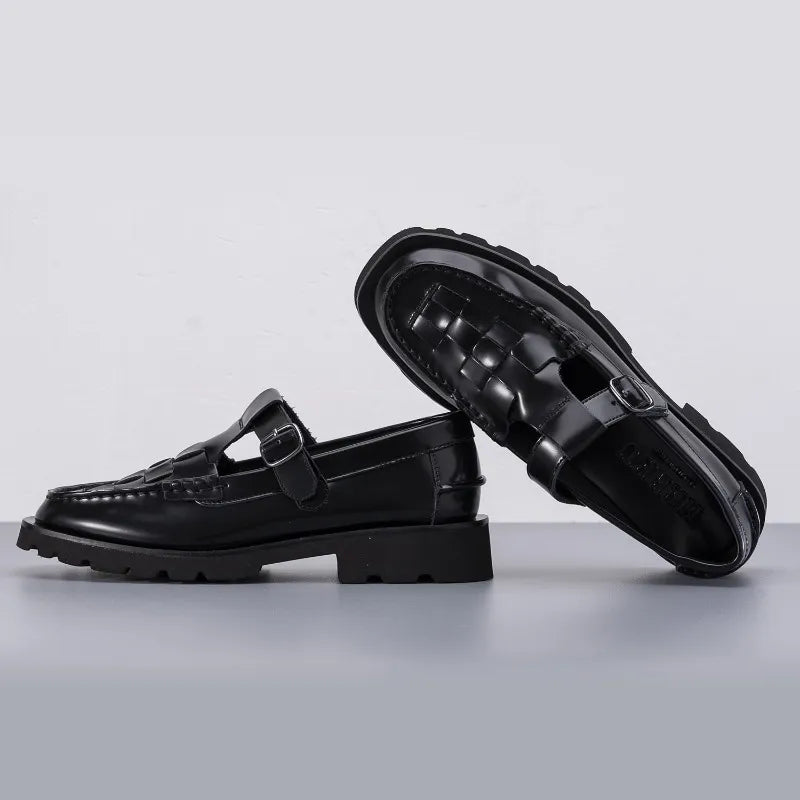 xakxx Vintage Leather Woven Mary Jane Shoes for Women Female Sneakers Ladies on Offer