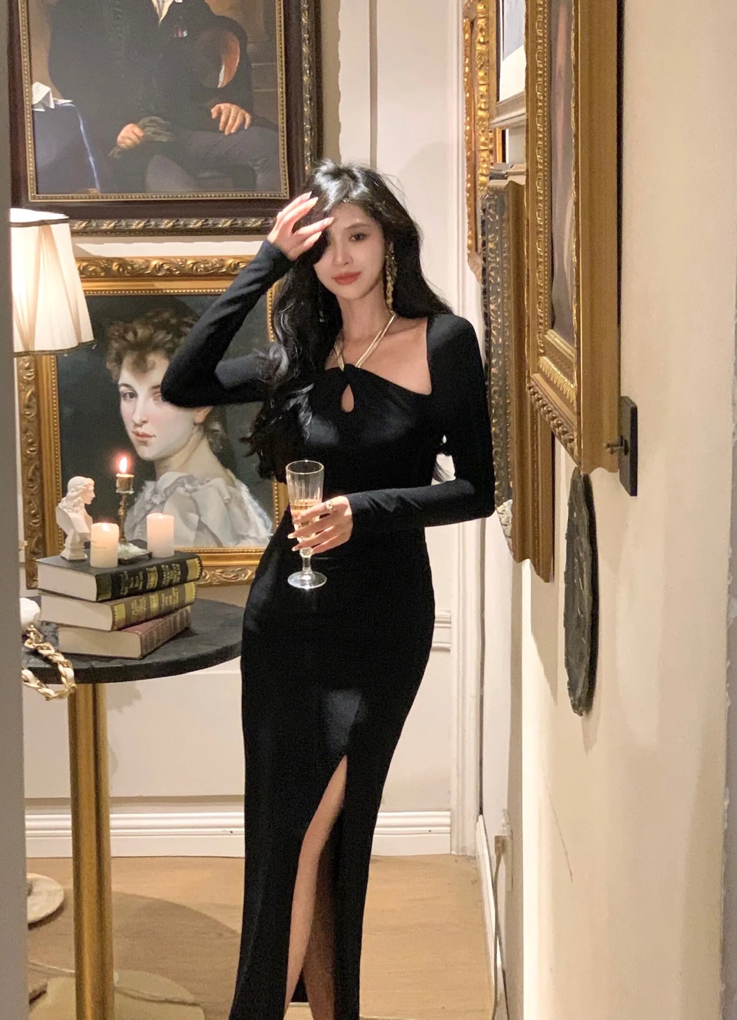 xakxx Women Sexy Bodycon Evening Party Dress French Elegant Halter Slim Knitted Robe Korean Autumn Fashion One Pieces Vestidos