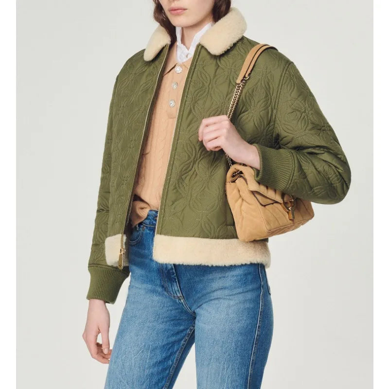 xakxx Winter Clothes Jackets Faux Lamb's Wool Quilted Embroidery Women's Coat In Promotion Clothing Cheap