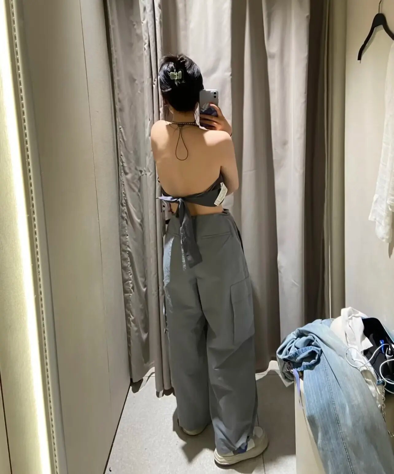 xakxx xakxx - New women's clothing, energetic temperament, fashion, casual, sexy halter collar windbreaker fabric top, nylon overalls
