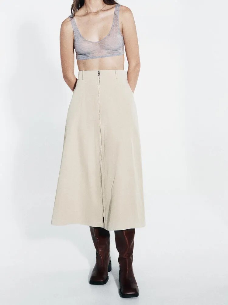 xakxx xakxx - New arrivals for autumn, women���s clothing, fashionable, casual and versatile, zipper-embellished high-waisted cape skirt