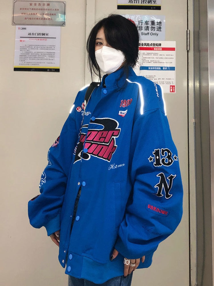 xakxx Gothic Punk Embroidery Sweatshirts Women Harajuku Zip Up Oversize Hoodies Black Loose Casual Tops Jacket Vintage Hippie