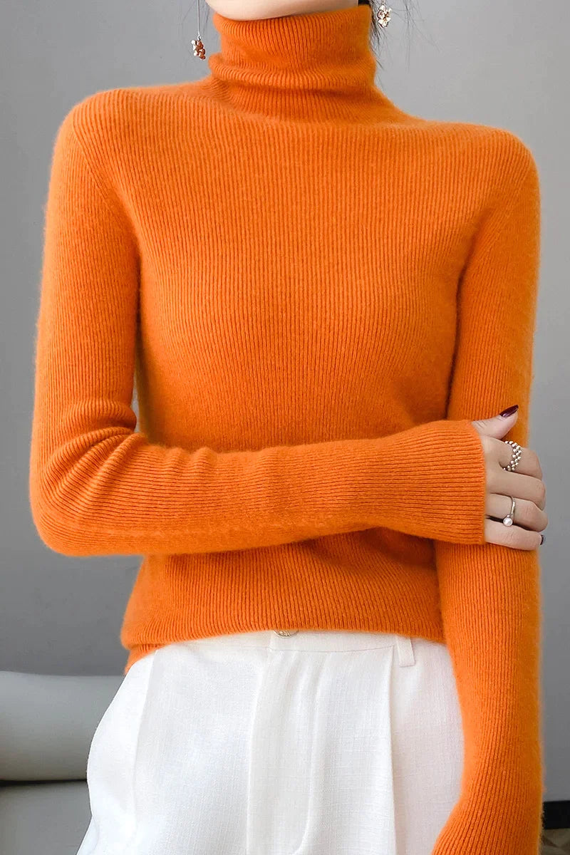 xakxx xakxx-100 pure mountain cashmere sweater autumn and winter ladies sweater knit bottoming shirt high neck pullover slim joker inside.
