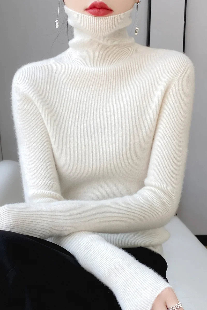 xakxx xakxx-100 pure mountain cashmere sweater autumn and winter ladies sweater knit bottoming shirt high neck pullover slim joker inside.