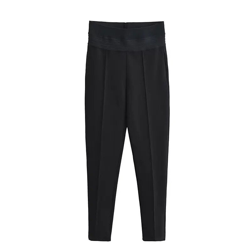 xakxx xakxx- New Women's Style Fashion Versatile High Waist Tight Slim Wide Waist Casual Bottom Pants