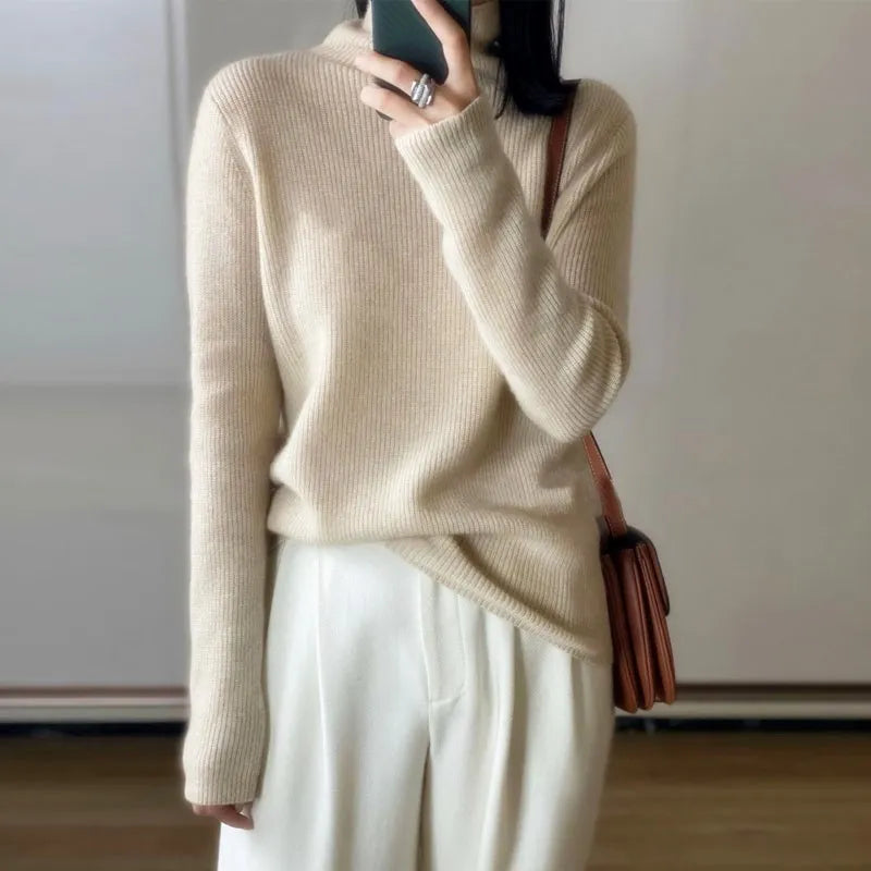 xakxx xakxx-High-necked cashmere sweater 100 pure cashmere soft waxy sweater new explosions female winter European goods white bottomin