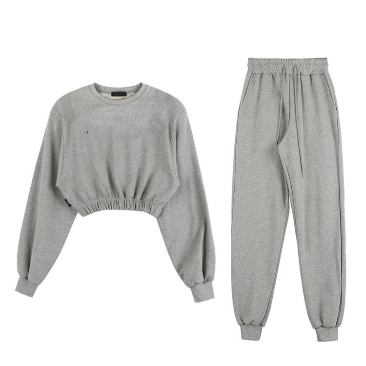 xakxx Women Pullover Hoodies Sweatshirts Suit Winter Spring Solid Casual Tracksuit Fleece 2 Pieces Set Sweatpants Quality Outfits