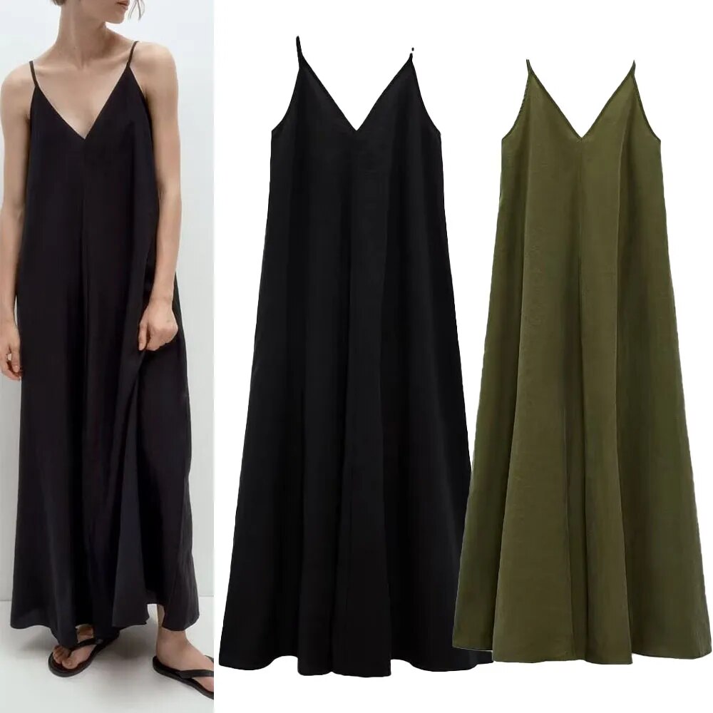 xakxx- Summer new women's clothing, temperament, fashion, casual, elegant and versatile, loose midi dress