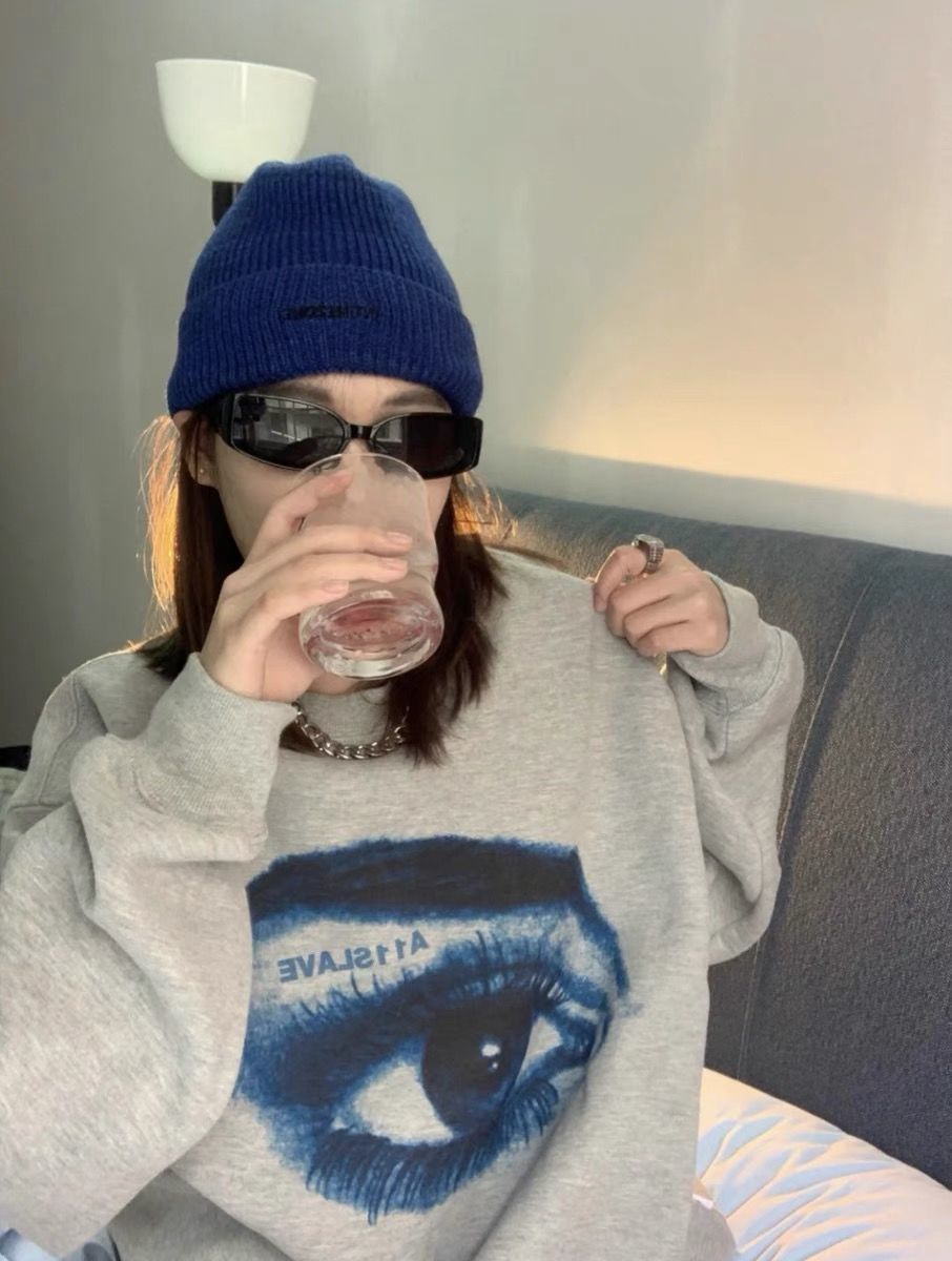 xakxx Gothic Streetwear Printed Hoodie Women Punk Harajuku Hippie Grey Crewneck Sweatshirts Vintage Pullover Female Tops