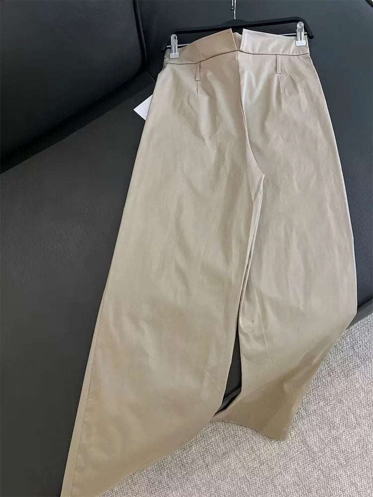 xakxx xakxx- Spring New Women's Fashion Versatile Professional Style Commuter Loose Leg Pants