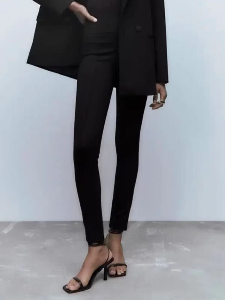 xakxx xakxx- New Women's Style Fashion Versatile High Waist Tight Slim Wide Waist Casual Bottom Pants