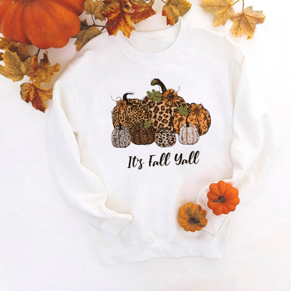xakxx Thanksgiving It's Fall Yall Thanksgiving Sweatshirt Fall Graphic Tops Clothes Fashion Retro Autumn Hoodie Pumpkin Spice Pullover Streetshirts
