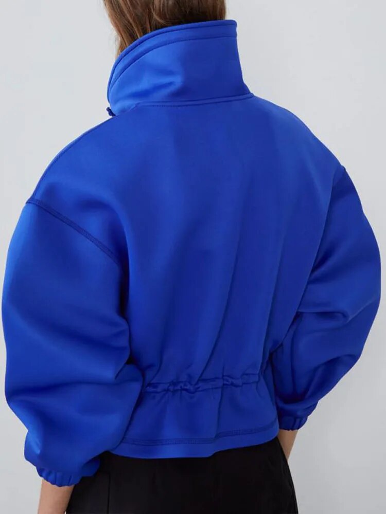 xakxx xakxx - Autumn and Winter New Long Sleeve Drawstring Mock Neck Zipper Coat Women's Sweater