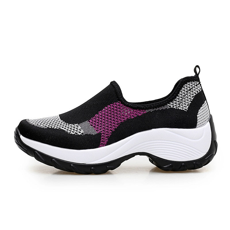 xakxx Women Sneakers New Hollow-Out Breathable Sport Slimming Shoes Female Platform Sneakers Footwear Outdoor All-Match Walking Shoes