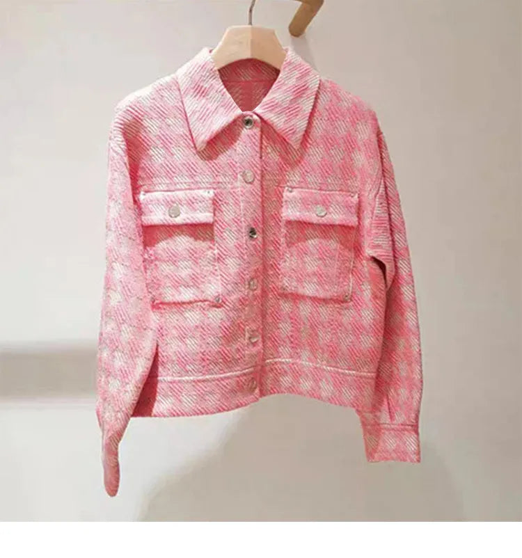 xakxx Women's Cardigan Autumn and Winter Female Clothing Colorblocked Lapel Knit Cardigan Jacket Free Shipping Offers