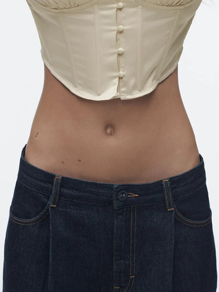xakxx xakxx - new women's satin texture corset-style button-down polo collar top