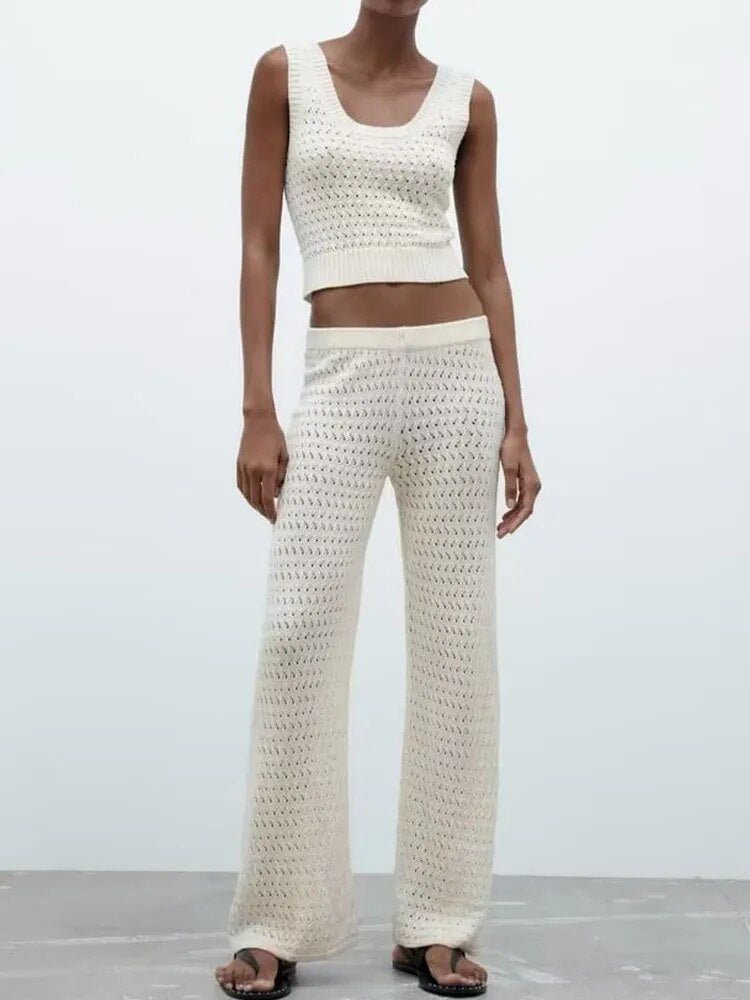 xakxx xakxx - New women's clothing Temperament Fashion Casual Sexy Slim Ruili Sweet Jacquard Mesh Pants Knit Tops