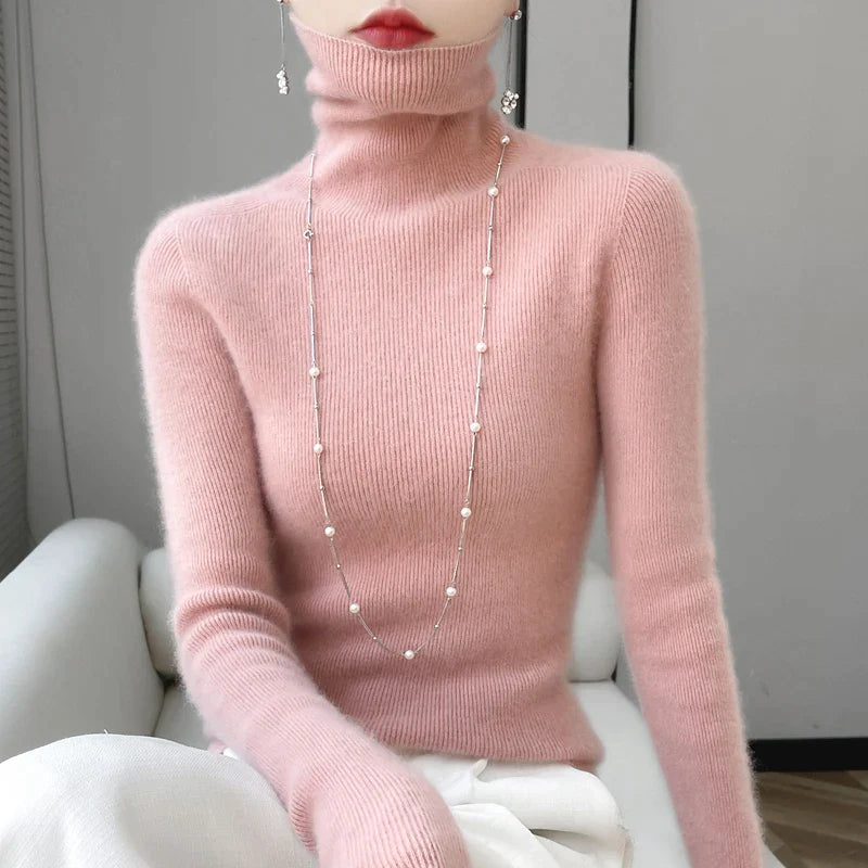 xakxx xakxx-100 pure mountain cashmere sweater autumn and winter ladies sweater knit bottoming shirt high neck pullover slim joker inside.