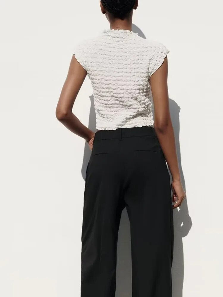 xakxx xakxx - New women's clothing temperament fashion casual Ruili stand collar sleeveless texture top embossed texture effect fabric