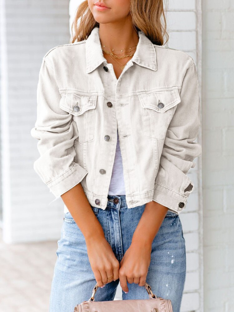 xakxx New Women's Denim Jacket Long Sleeve Loose Streetwear Blue Jacket Autumn Fashion Casual Office Lady Korean Ladies Coat Oversize