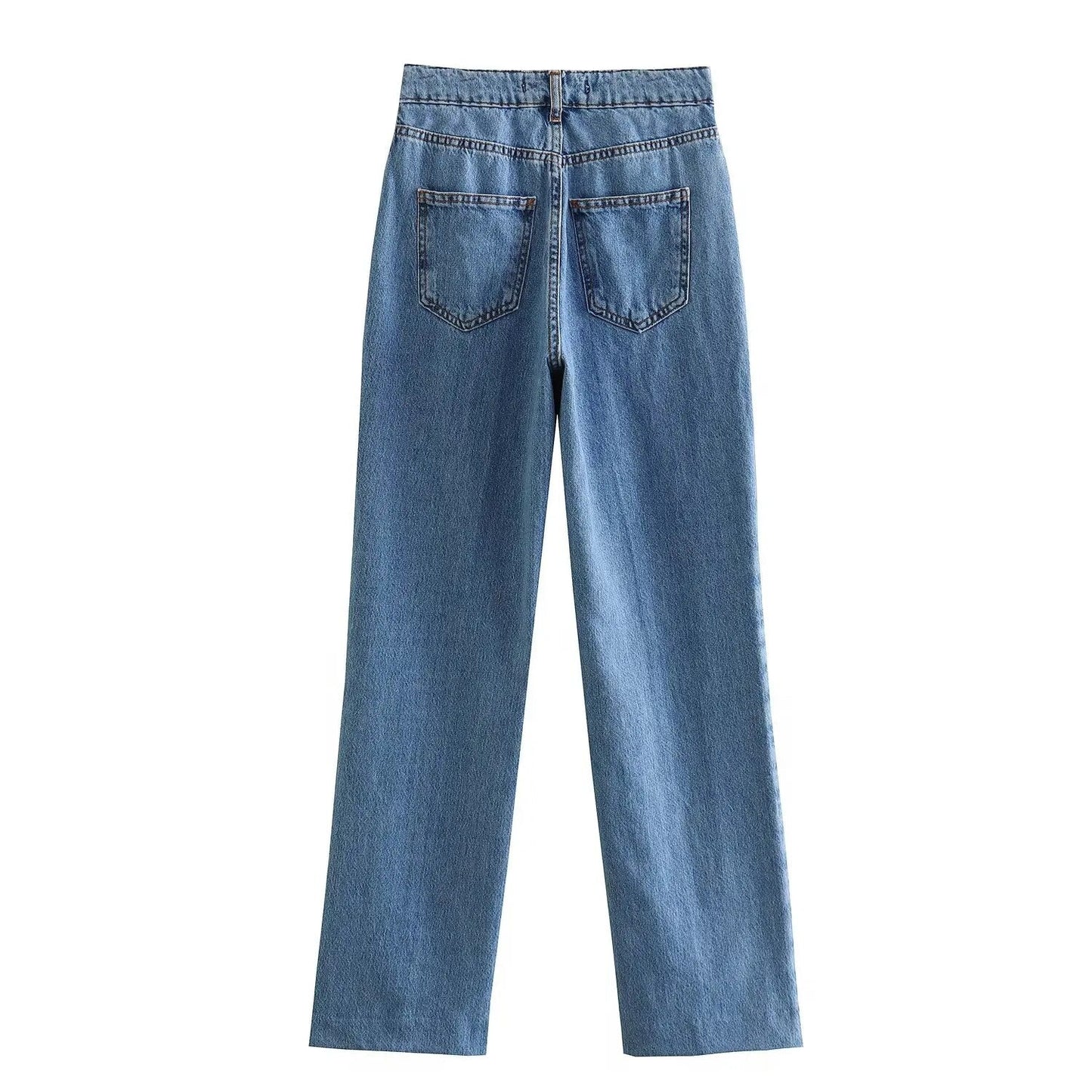 xakxx xakxx - New Women's Front Zipper and Matching Lined Button Closure Straight Barrel High Waist Jeans Double breasted Suit Coat