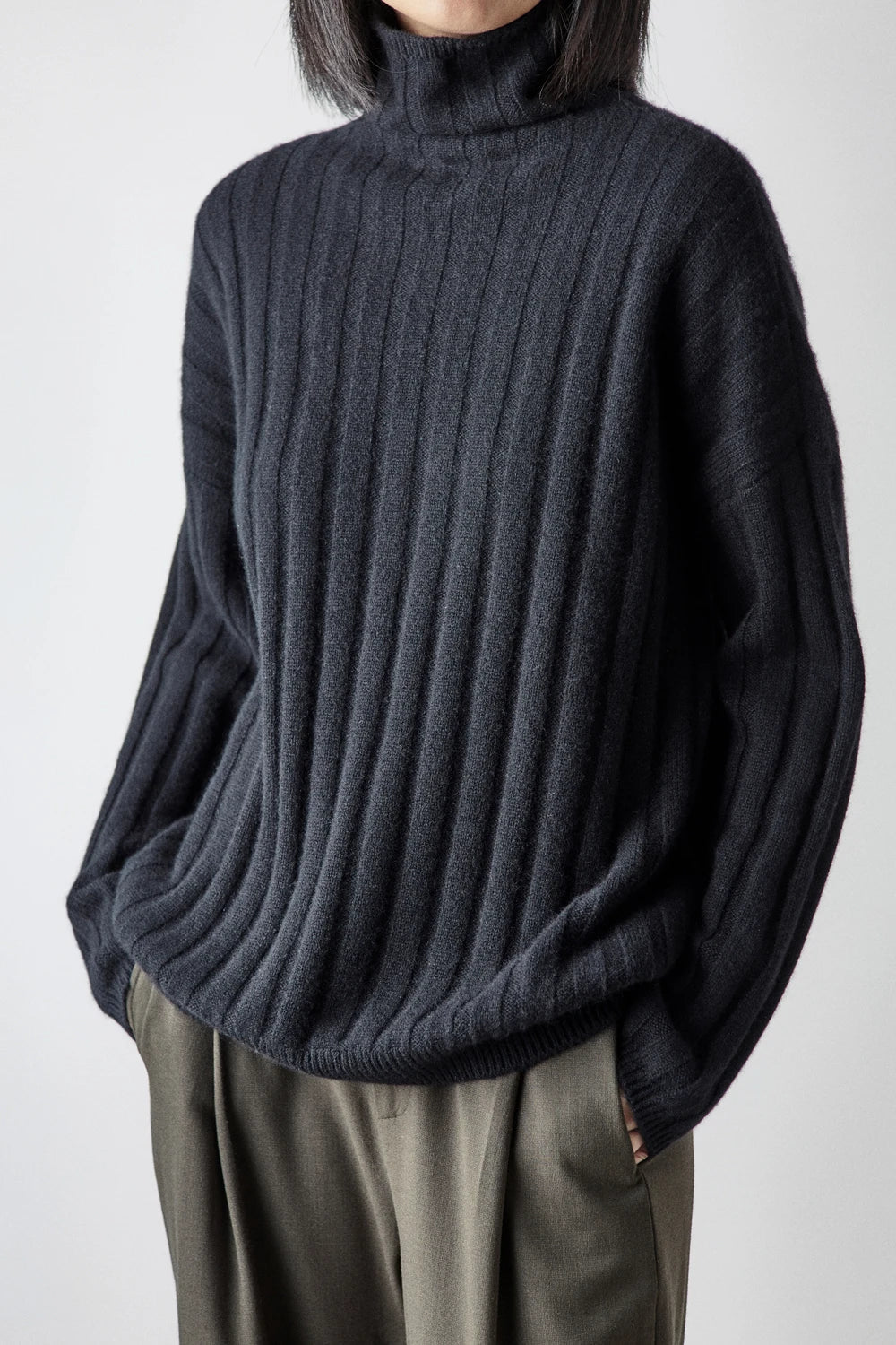 xakxx xakxx-Men's and women's black thick pits, heavy cashmere thick rods, knitted thick short high-necked wool clothes.