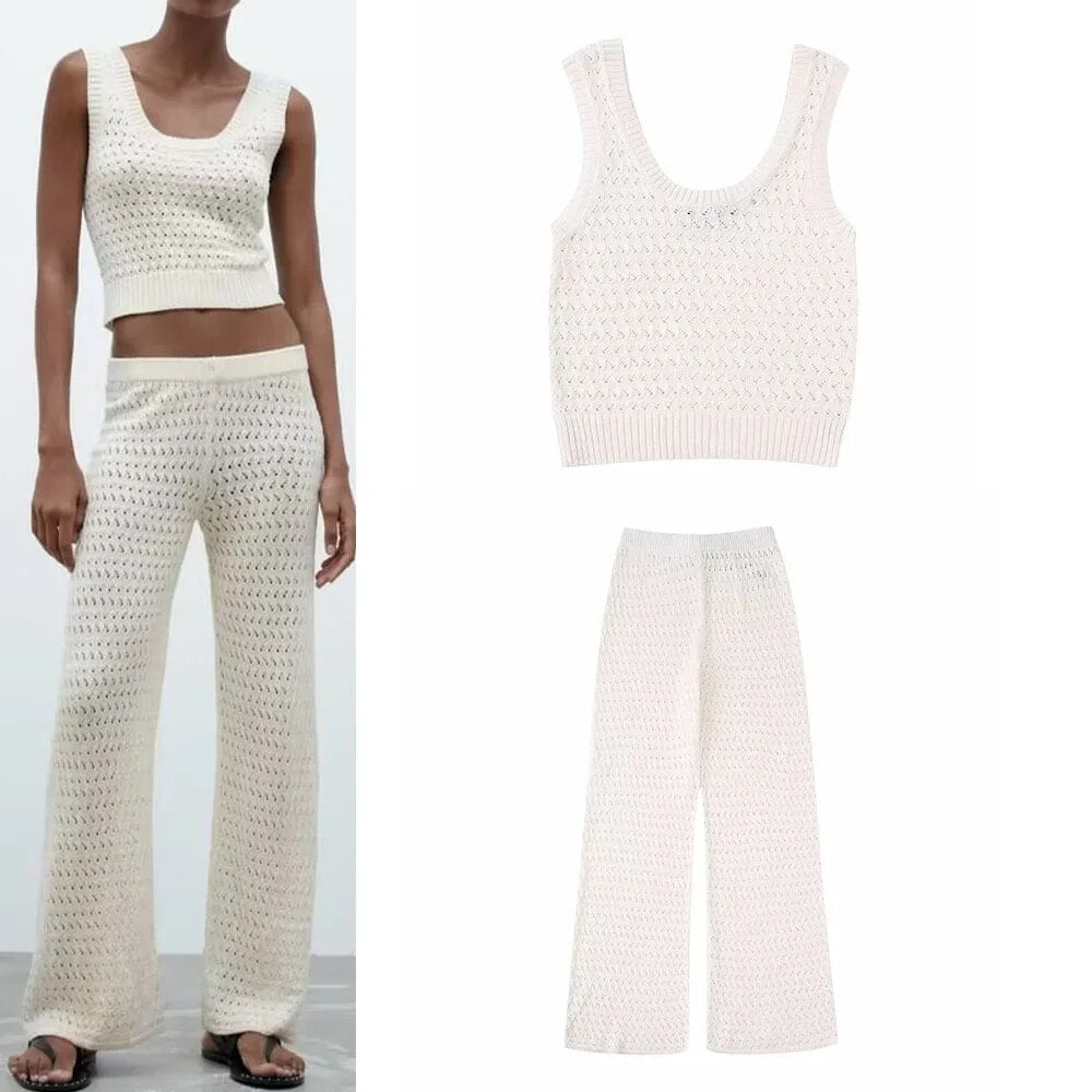 xakxx xakxx - New women's clothing Temperament Fashion Casual Sexy Slim Ruili Sweet Jacquard Mesh Pants Knit Tops