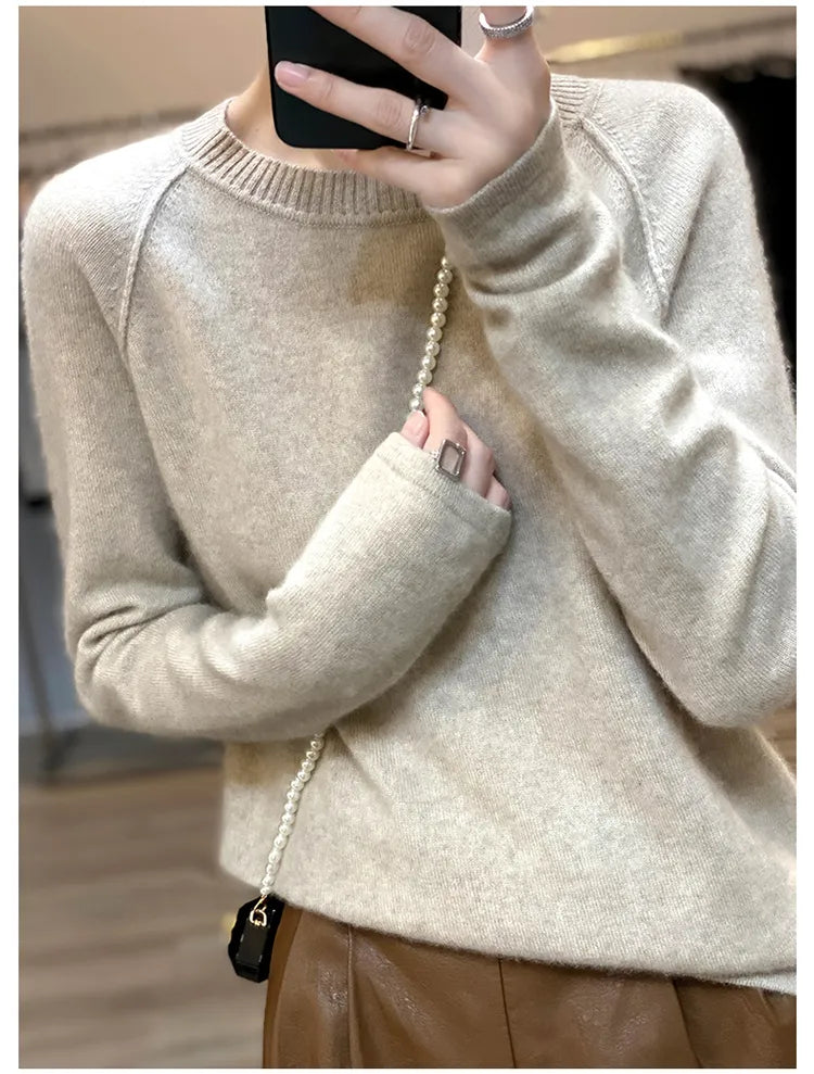 xakxx xakxx-Merino round neck sweater women's 100 pure wool bottoming shirt new winter loose knitted cashmere sweater