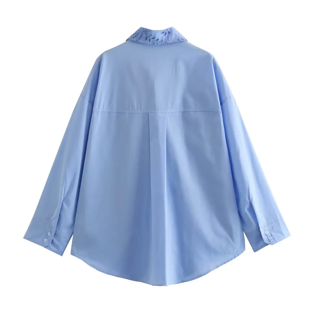 xakxx xakxx - New Women's Casual Tone Hollow Embroidery Decoration Front Button Closure Long Sleeve Lapel Collar Hollow Embroidery Shirt