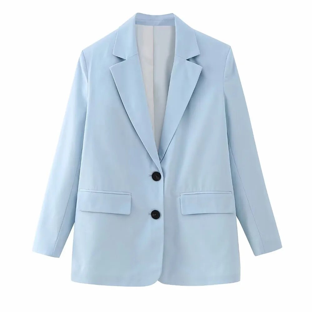 xakxx xakxx - New women's wide pleated pants skirt wide version suit coat lapel long sleeve loose straight sleeve suit coat