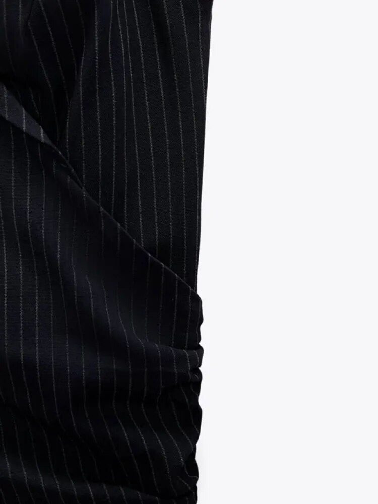 xakxx xakxx- Autumn New Temperament Fashion Versatile Sexy Design Sense Small Polo Collar Sleeveless Pinstripe Suit Vest Vest