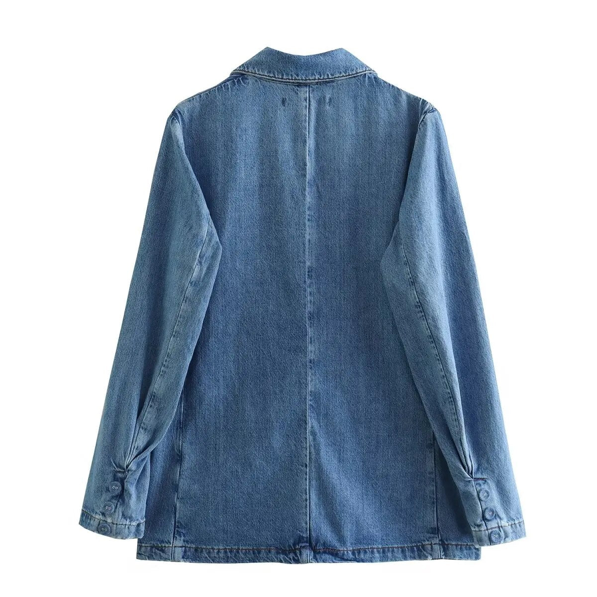 xakxx xakxx - New Women's Front Zipper and Matching Lined Button Closure Straight Barrel High Waist Jeans Double breasted Suit Coat