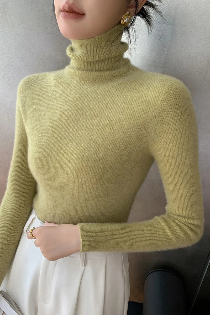 xakxx xakxx-100 pure mountain cashmere sweater autumn and winter ladies sweater knit bottoming shirt high neck pullover slim joker inside.