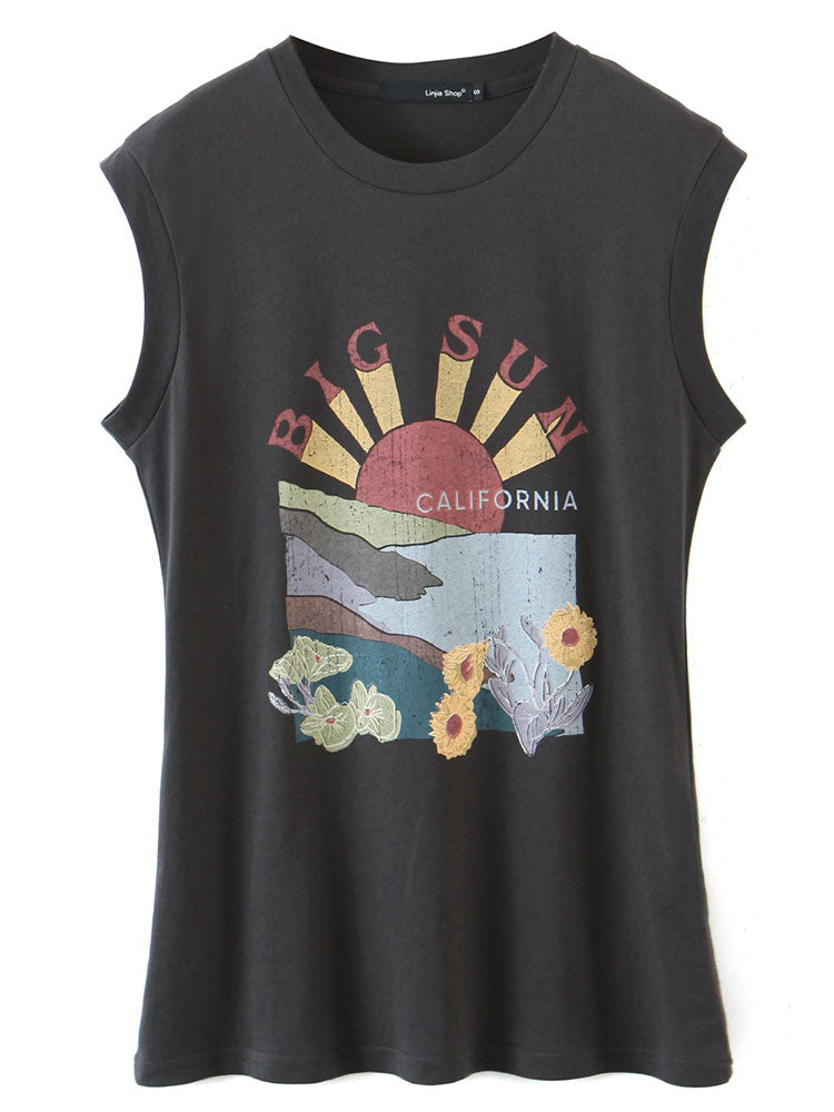 xakxx Streetwear Special Tshirt Women Summer O Neck Sleeveless Tops Loose Casual Ladies Gray Tee