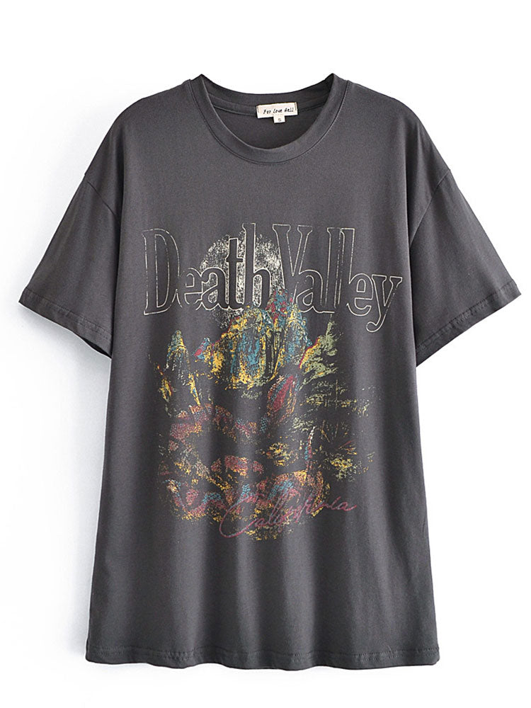 xakxx Streetwear Print Oversized Black Gray Tshirt Women Summer O Neck Short Sleeve Tops Casual Loose Ladies Tee