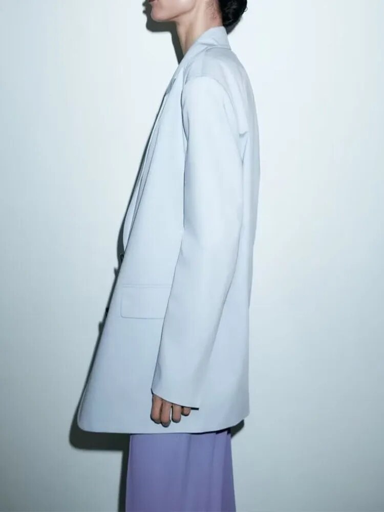 xakxx xakxx - New women's wide pleated pants skirt wide version suit coat lapel long sleeve loose straight sleeve suit coat